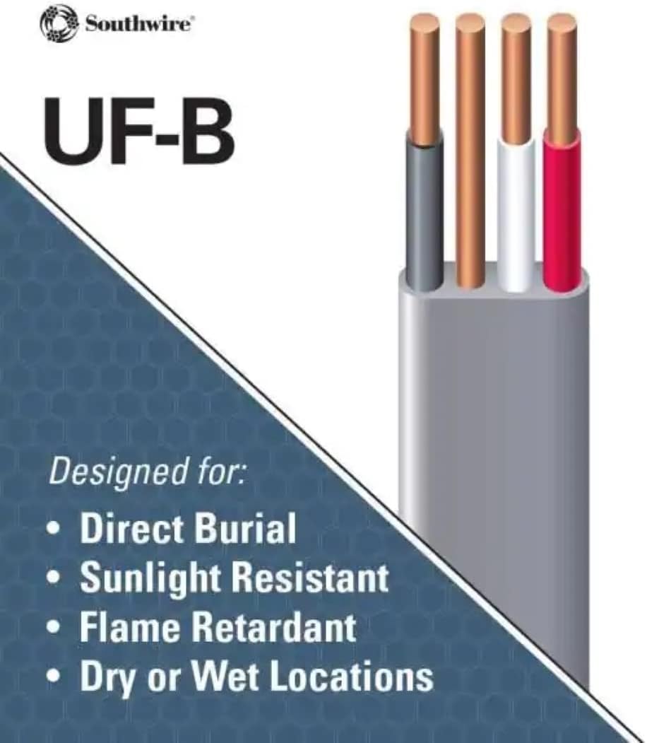 Southwire 125 ft. 8/3 Gray Stranded CU UF-B W/G Wire, Black