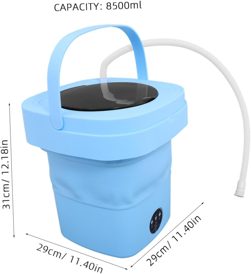 LIFKOME Foldable Mini Portable Washing Machine with Drain Basket and US Plug Compact Electrical Washer for Small Apartments Dorms Travel and RV Use