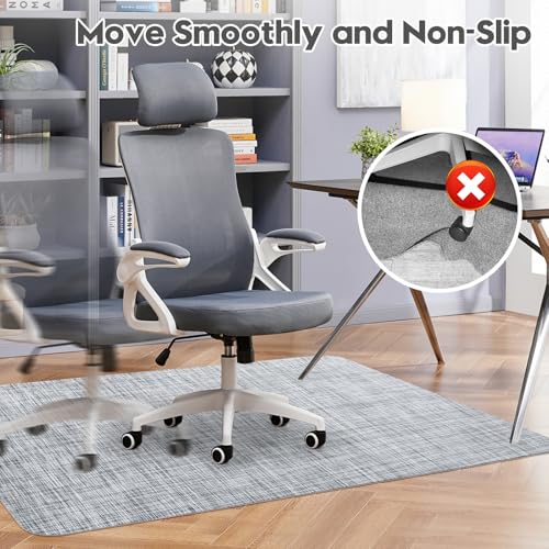 Image of Sycoodeal Office Chair Mat for Hardwood & Tile Floor, 48 inch x 55 inch Heavy Duty Computer Gaming Chair Mat for Rolling Chairs Non-Curve, Anti-Slip, Floor Protector for Home Office (Grey)