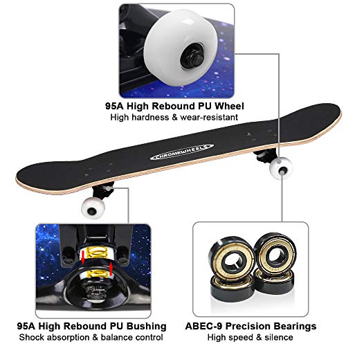 ChromeWheels 31 inch Skateboard Complete Skateboards Double Kick Skate Board 7 Layer Canadian Maple Deck Skateboard for Kids and Beginners by ChromeWheels - Used condition - Image 4