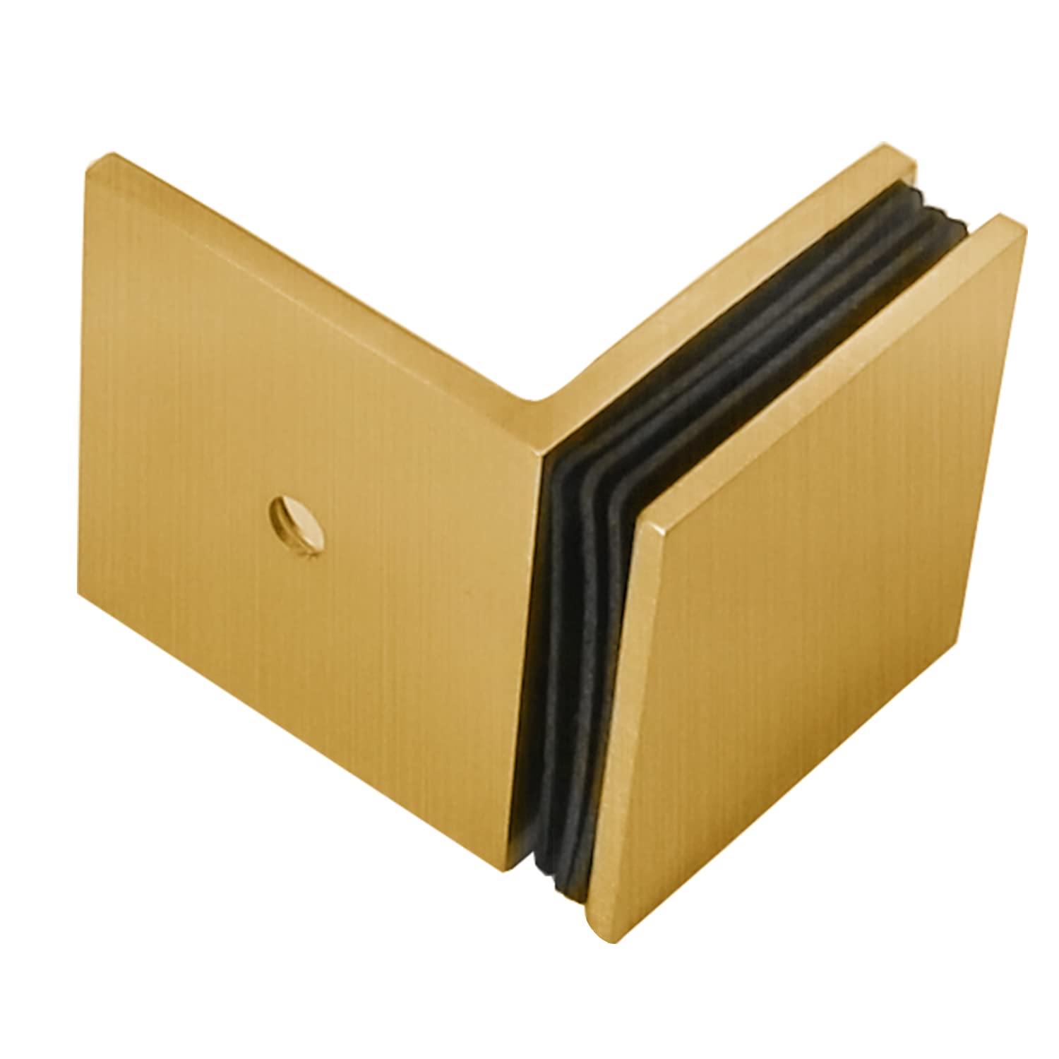 Square 90 Degree Wall to Glass Clamp w/Small Leg, Satin Brass, GAS-306SG