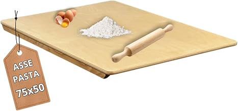 TOMAINO - Birch Wood Dough Board - Board for Pasta, Pizza and Desserts (75 x 50)