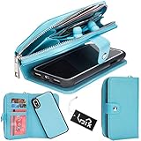 iPhone X Case, Urvoix Premium Leather Zipper Wallet Multi-Functional Handbag Detachable Removable Magnetic Case with Flip Card Holder Cover for iPhone 10 / X (2017)