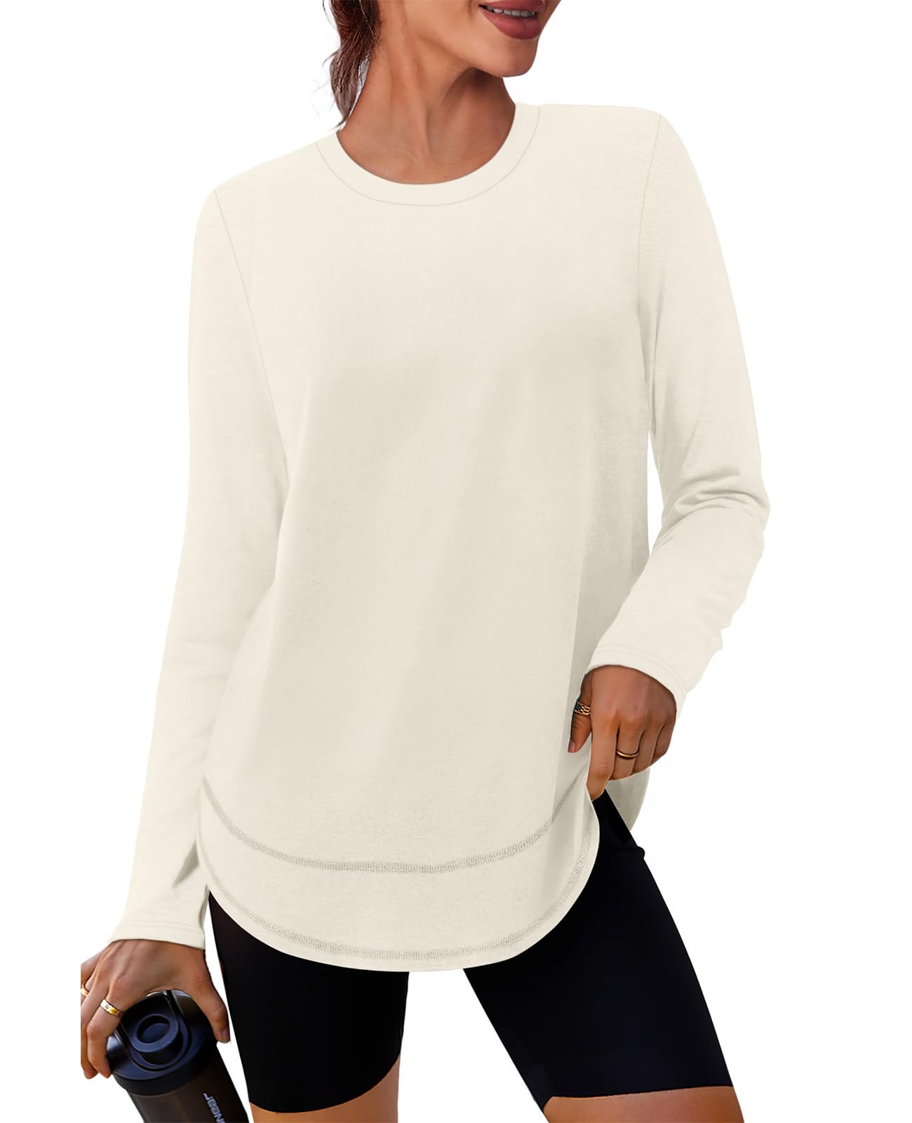 medium women's workout tops long sleeve quick dry upf 50+ sun protection shirts for hiking running s-3xl