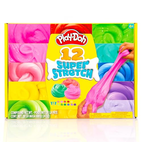 Play-Doh Super Stretch Slime for Kids, 12-Pack Variety, Popular Toys, Gifts and Party Favors by Play-Doh - Used condition - CA$14.01