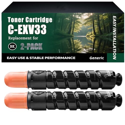 C-EXV33 Toner Cartridge Work for Canon imageRUNNER 2520 IR-2530 IR-2525 Printers, High-Capacity 8500 Pages, Clear lines (2-Pack Black)