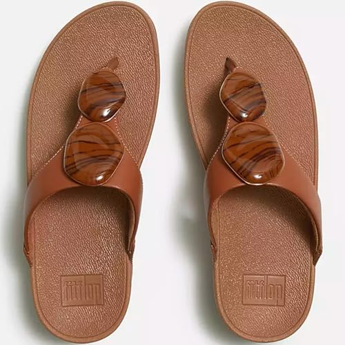 Image of FitFlop Women's Lulu Marbled-Stone Toe-Post Sandals