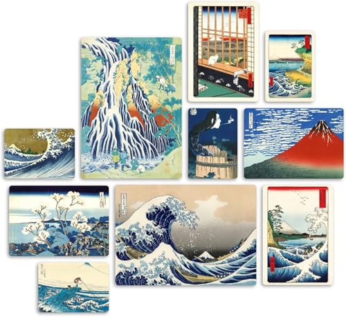 Giallobus - Zestaw 10 wielopanelowych obrazów - Hokusai Hiroshige - Drewno MDF - - 2 x 42x29,7cm - 4 x 29,7x21cm - 4 x 21x14,85cm - - Gotowe do powieszenia - Obrazy