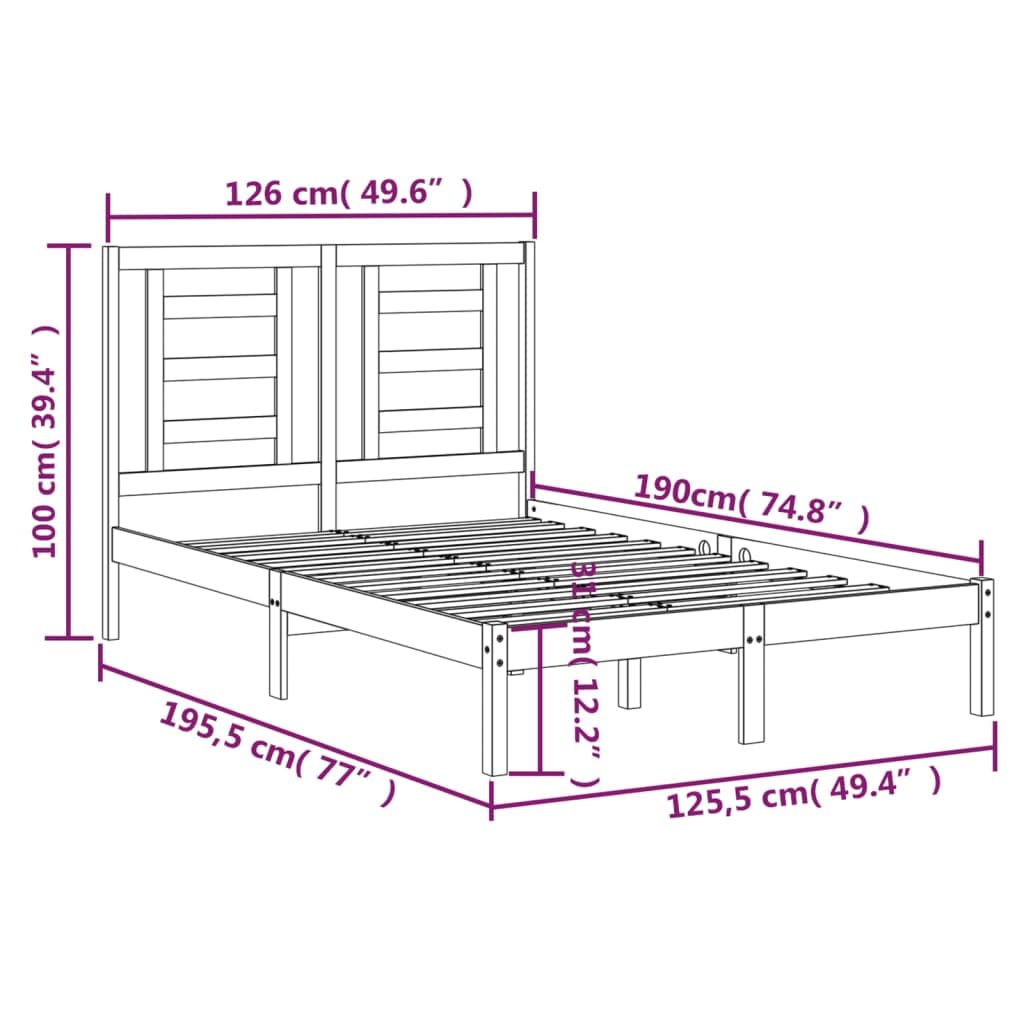 lite drewno sosnowe nowoczesny wystrój sypialni podwójna Brąz 120x190 cm | Rama łóżka lite drewno 120x190 cm podwójna z zagłówkiem do sypialni