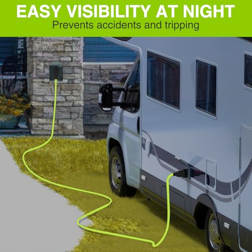 Image of Nilight 25FT 30 Amp RV Locking Extension Cord 125V Heavy Duty 10 /3 Gauge Pure Copper STW Wire UL ETL Listed 3 Prong TT-30P L5-30R Weatherproof Suit for Camper Caravan Trailer Bright Green