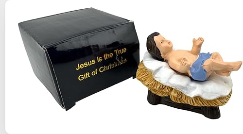 Miniatura 2 de Westmon Works Figurilla del Niño Jesús con Pesebre Pequeña Estatua de Natividad en una Caja, 2 Pulgadas