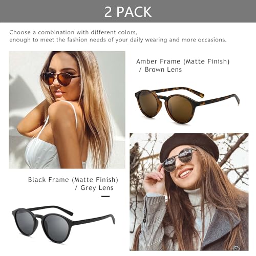 Image of SUNGAIT Classic Round Polarized Sunglasses Retro Vintage Style UV400