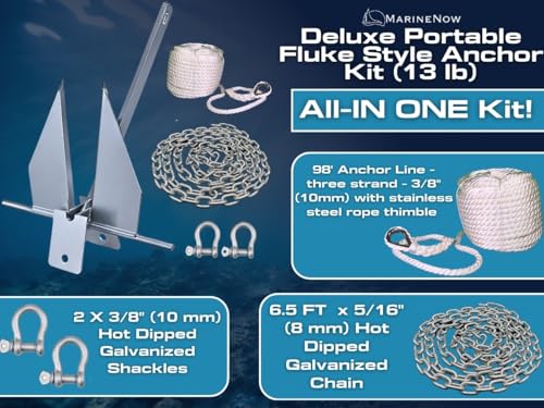 image for MarineNow Deluxe Portable Fluke Style Anchor Kit Choose 5, 8.5 or 13 l