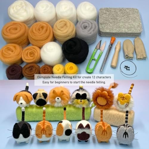 Truslin Needle Felting Kit, DIY Crafts for Adults Women, Hobby Kit with Felting Supplies,Felting Needles, Felting Wool and Tools for Beginners, Adult Craft Kits, Faceless Animals 12pcs — view 5