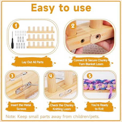 Image of Aeelike Chunky Blanket Loom Kit for Blankets, No Need Hooks 39 inch Extra Jumbo Chunky Yarn Crochet Knitting Making Blanket for Adults Beginners,DIY Handmade Gift for Crafts Lover