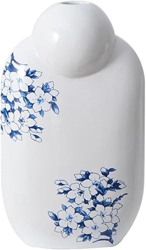 Bzgpmfud Blanc Vase Desktop Blue And White Ceramic Flower Living Room Floor Porch Art Vase(Grey Wolf)