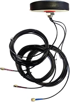 Maswell Combo Cellular and GPS 3G 4G LTE Antenna Outdoor, 700-2700MHz 2X2 MIMO External Aerial, IP67 Waterproof with 9.8ft Cables, Screw-Mount, 2dBi Low Gain NOT for Speed Competition
