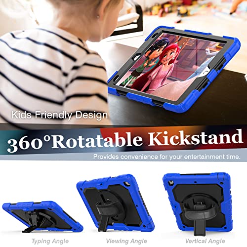 HUEZOE Case Compatible with iPad 10.2 Inch Model 2021/2020/2019, Shockproof Full Body Protection Cover for iPad 9/8/7 Generation, Blue - Image 3