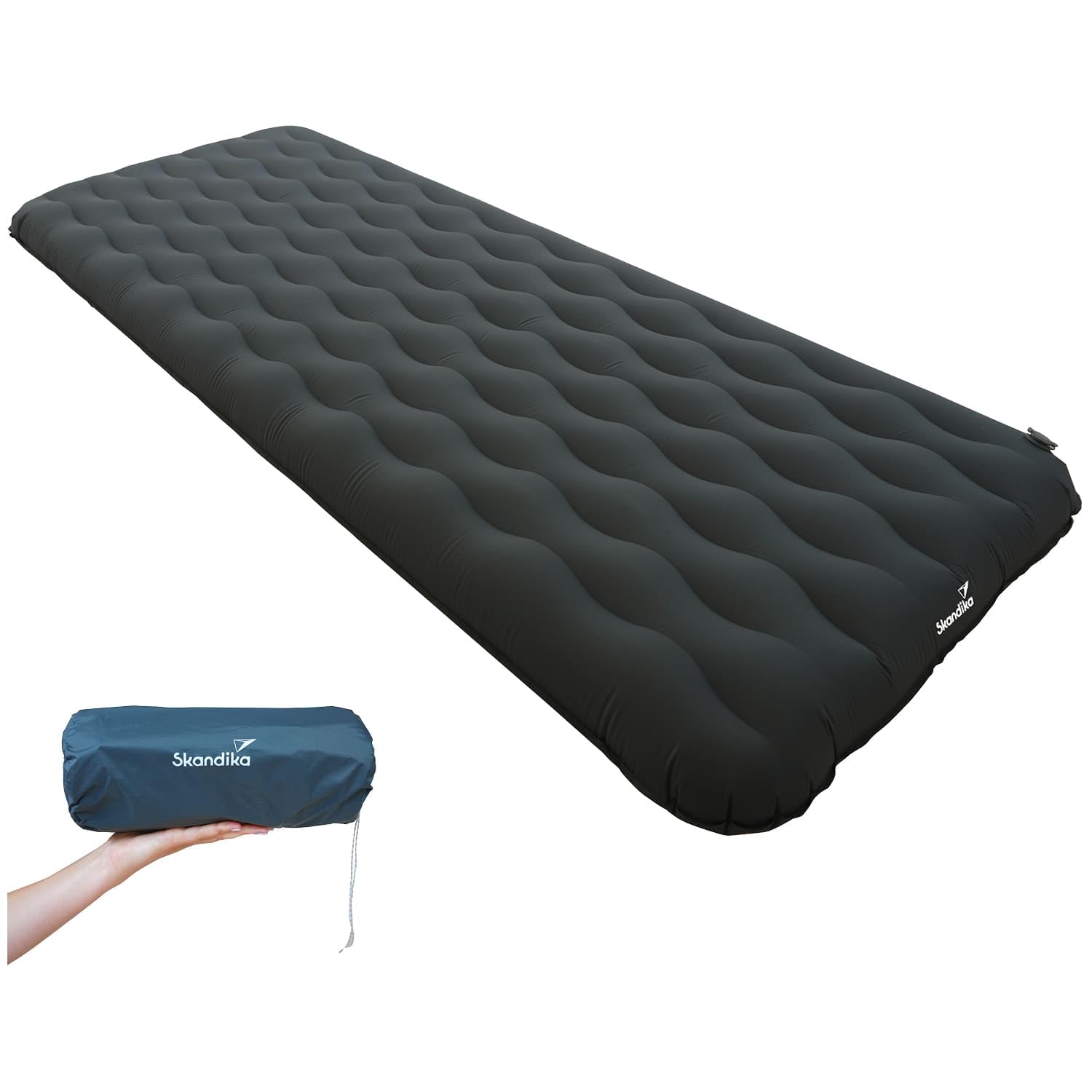 Skandika Elite e Exclusive Air | materassino isolante gonfiabile, singolo/matrimoniale, lettino da campeggio, materasso da campeggio (antracite (una piazza; 16 cm))