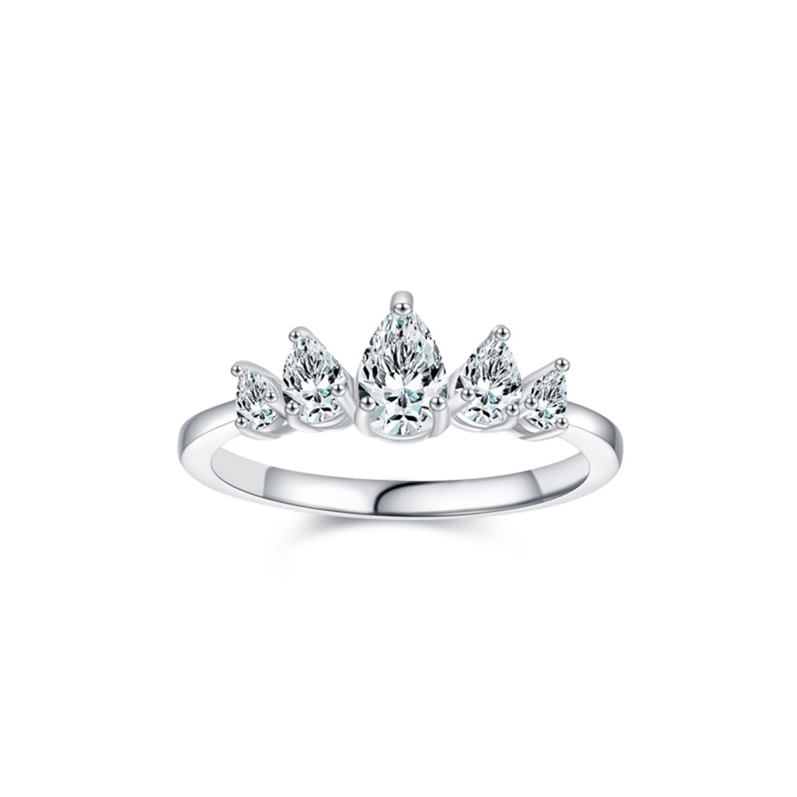 Anello dell'amicizia in oro bianco 9 K/14 K/18 K, con moissanite taglio a goccia, anelli dell'amicizia in oro bianco Au 375/585/750, misure 47-65