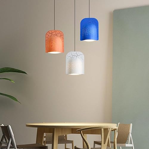 Miniatura 5 de Nordic Creative Crackle - Lámpara colgante pequeña de hierro de una sola cabeza G9 Socket lámpara colgante para dormitorio junto a la cama (azul)