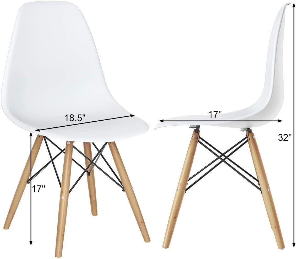 HAPPYGRILL 2PC Dining Chair Stylish Wood Dining Chairs Modern DSW Chair Lounge Plastic Side Chair for Kitchen, Dining, Bedroom, Living Room
