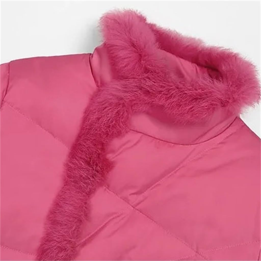 Winter Long Fluffy Down Jacket Women's Belted Slimming Thickened Skirt