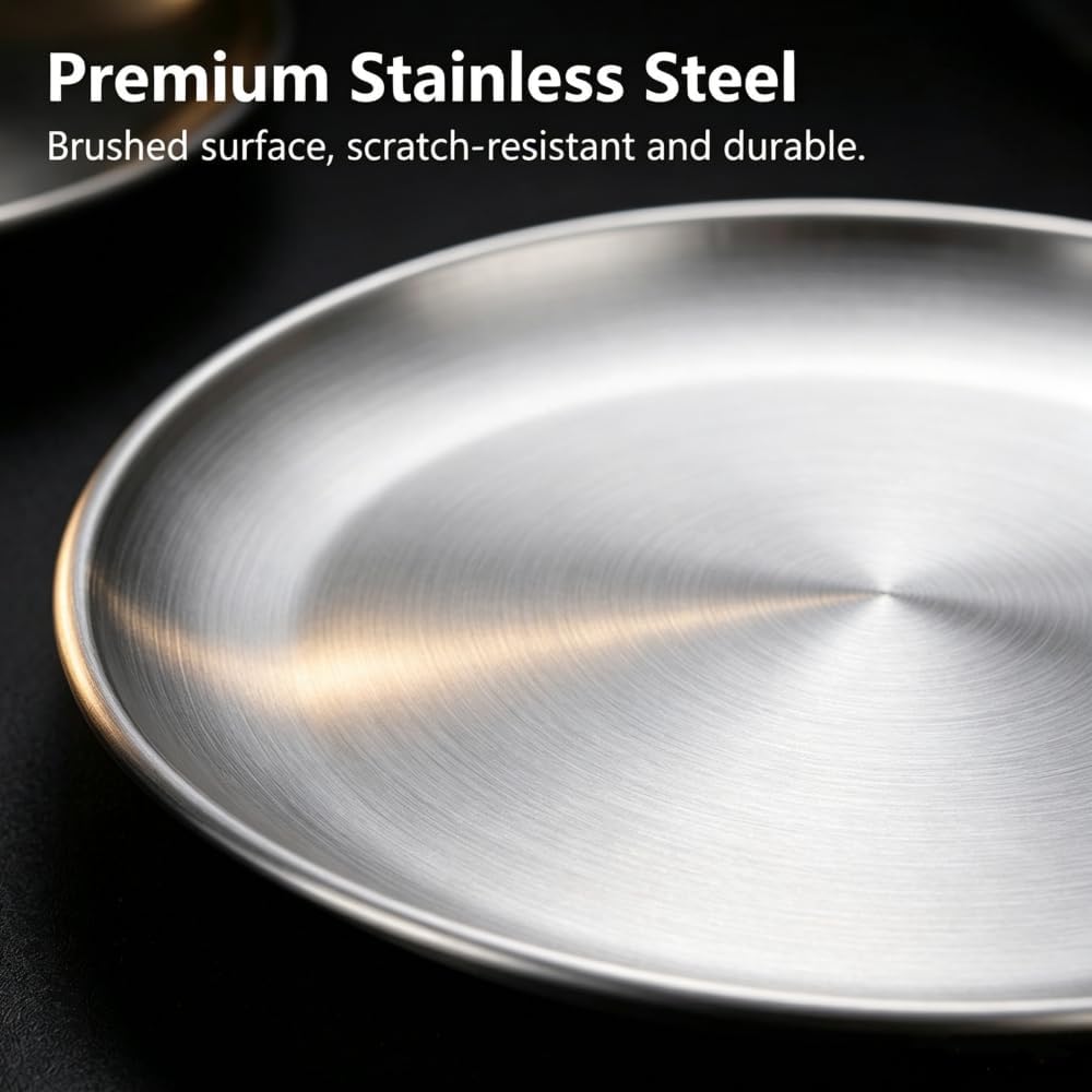 Small Stainless Steel Plates,5 Pcs 5.5 Inchs Metal Plate