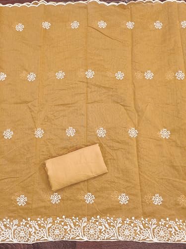 Image of Women's Heavy Cotton Embroidery Panel Work Unstitched Salwar Suit Dress Material With Cotton Work Dupatta