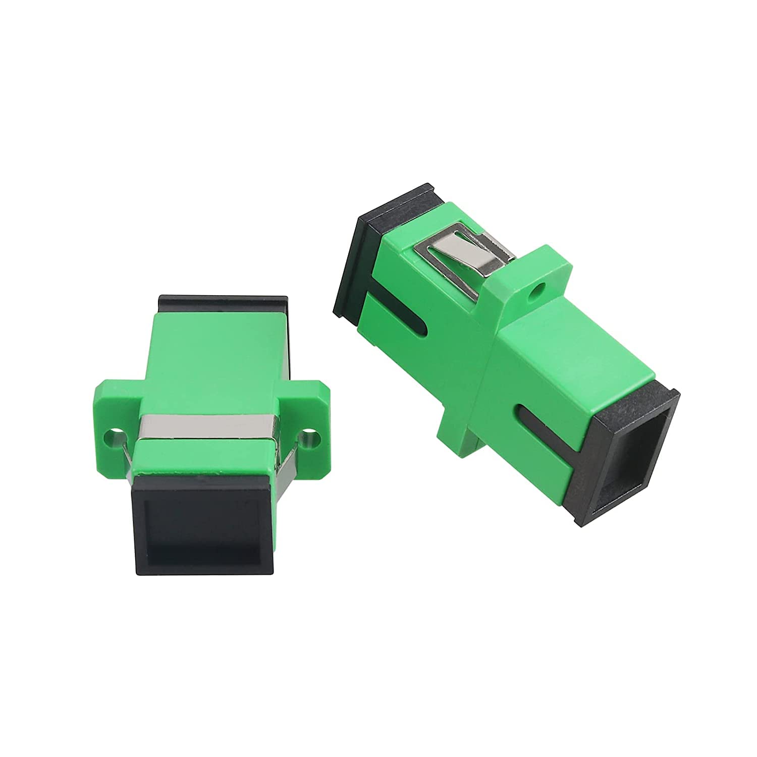 Lot de 100 coupleurs de fibre optique SC monomode vert SC femelle vers SC femelle APC Simplex Coupleur optique à fibre monomode adaptateur réseau Internet avec panneau de montage