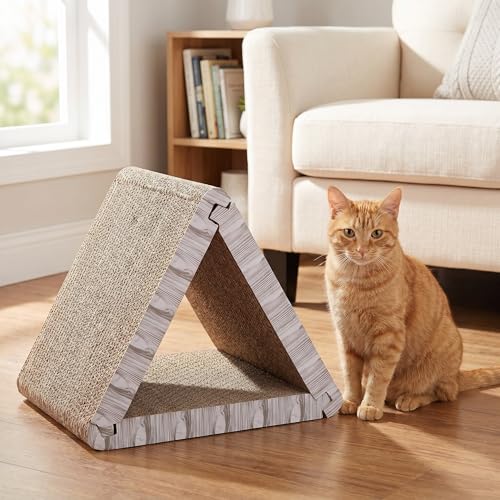Griffoir chat carton ondulé triangulaire pliable angles multiples - 7