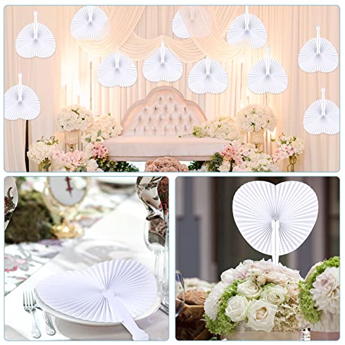 Unittype 150 Packs Wedding Paper Fans Heart Shaped Folding Paper Fans White Handheld Fans Accordion Paper Fans For Wedding Decorate Guests Favor Anniversary Birthday Party Supplies Home Decor #TOP5