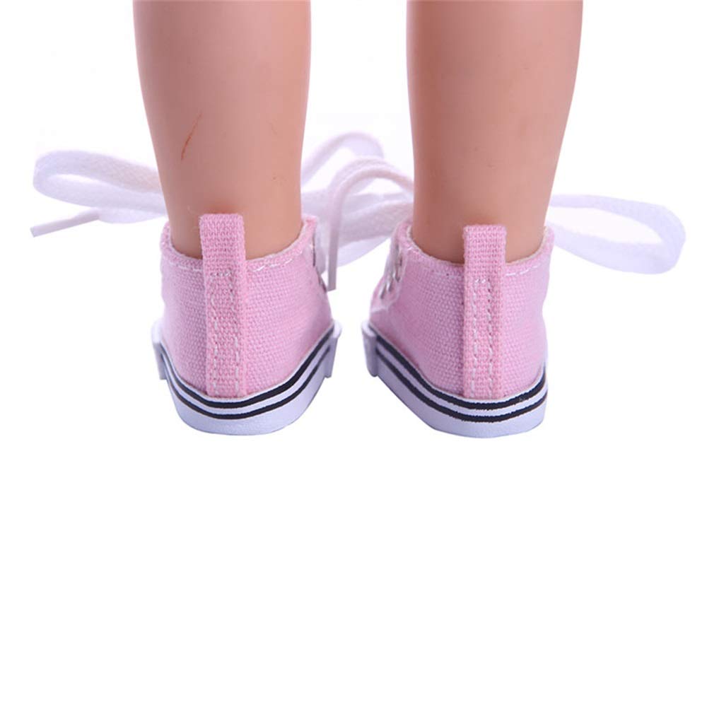 PUNELE Doll Shoes, 14 Inch Doll Canvas Shoes Trainers Sneakers Dolls Accessories for 14'' Baby Dolls, Pink - Image 4