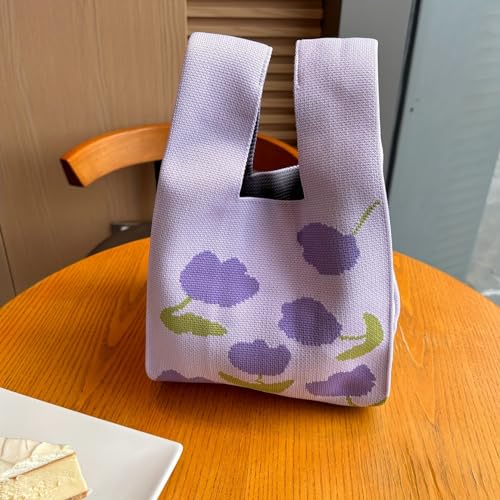 Image of Kawn Crochet Wrist Handbag for Women Wristlet Sleeve Knot Pouch Portable knitted breathable lightweight foldable Casual Small Purse Cute Tote Bag For Shopping, Dating, Travel