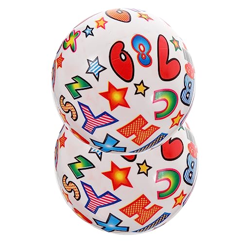 Kisangel Letter Printing PVC Inflatable Balls 2pcs Mini Beach Balls for Boys and Girls Easy Inflate Versatile for Games Decor