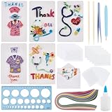 WEBEEDY 20 Set Krankenschwestern Tag Quilling Grußkarten Kit Papier Quilling Kit Für Erwachsene Anfänger 5 Stile Stethoskop Krankenschwester Uniform 3D Quilling Kartenherstellung Kit Mit Anleitung