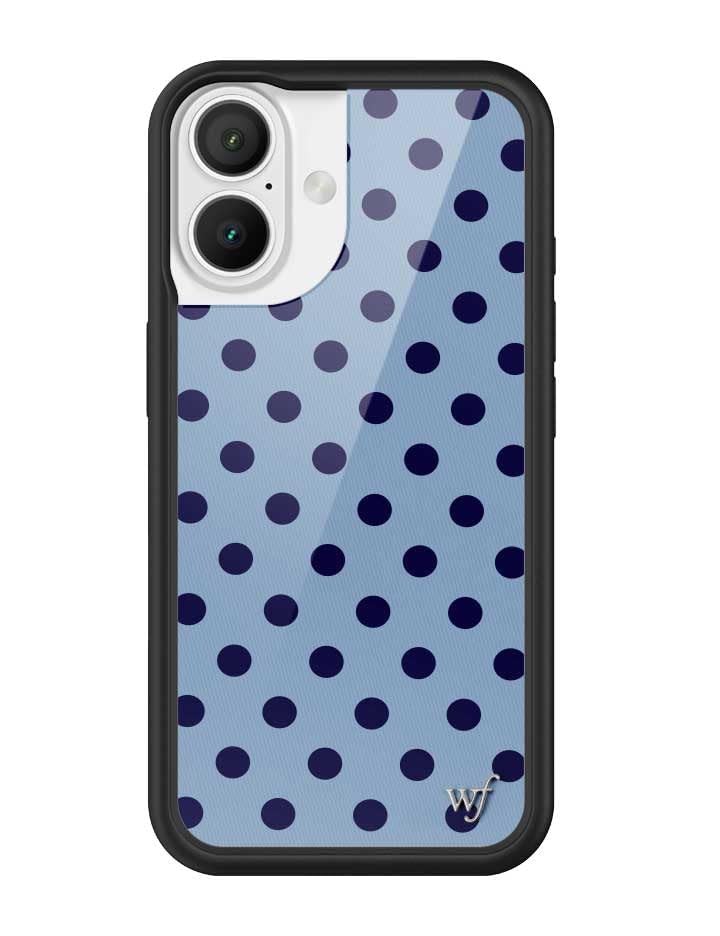 Image of Wildflower Cases - Compatible with iPhone 16 | Protective Black Bumper, 6.5ft Drop Test Certified, Women Owned Small Business | Spots Trendy Dotted Classic Limited | Polka Dot - Navy & Blue
