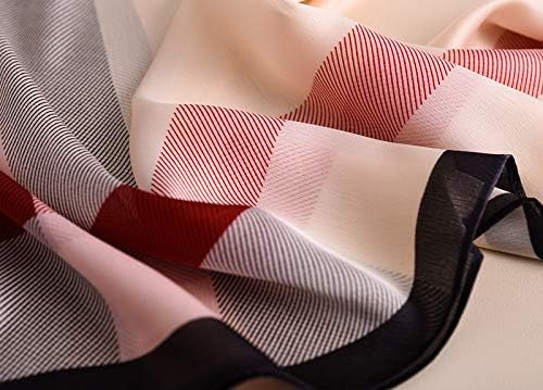 Silk Feeling Long Satin Scarf Fashion Beach Scarf Shawl Check Style Sunscreen Shawls Wraps-Lightweight Pattern - Image 5