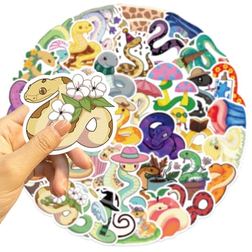 Snake Sticker Decals - 50X Cartoon Waterproof Animal, Cute Multipurpose Decals, Laptop Luggage Bottle Long-Lasting Design | Creative for Water Bottles Suitcase...