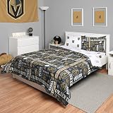 FOCO Vegas Golden Knights NHL Team Color Bed in a Bag Comforter Bedding 5 Piece Full Set