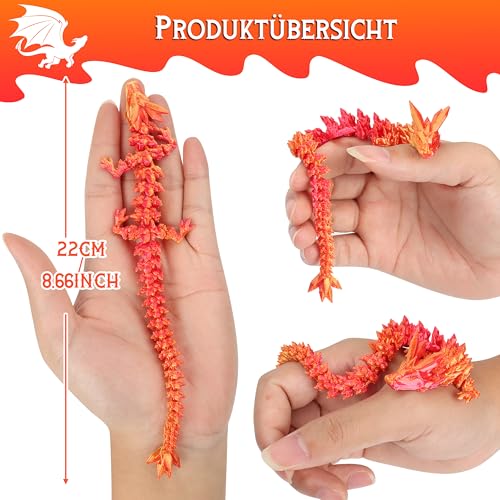 JONRRYIN 3D Gedrucktes Drachenei mit Drache, Drachen Spielzeug mit Augen, Kreative Spielzeug und Deko, Erwachsene Kinder Drachen Ei 3D Deko Schreibtischspielzeug Geschenke (Rot Deko)