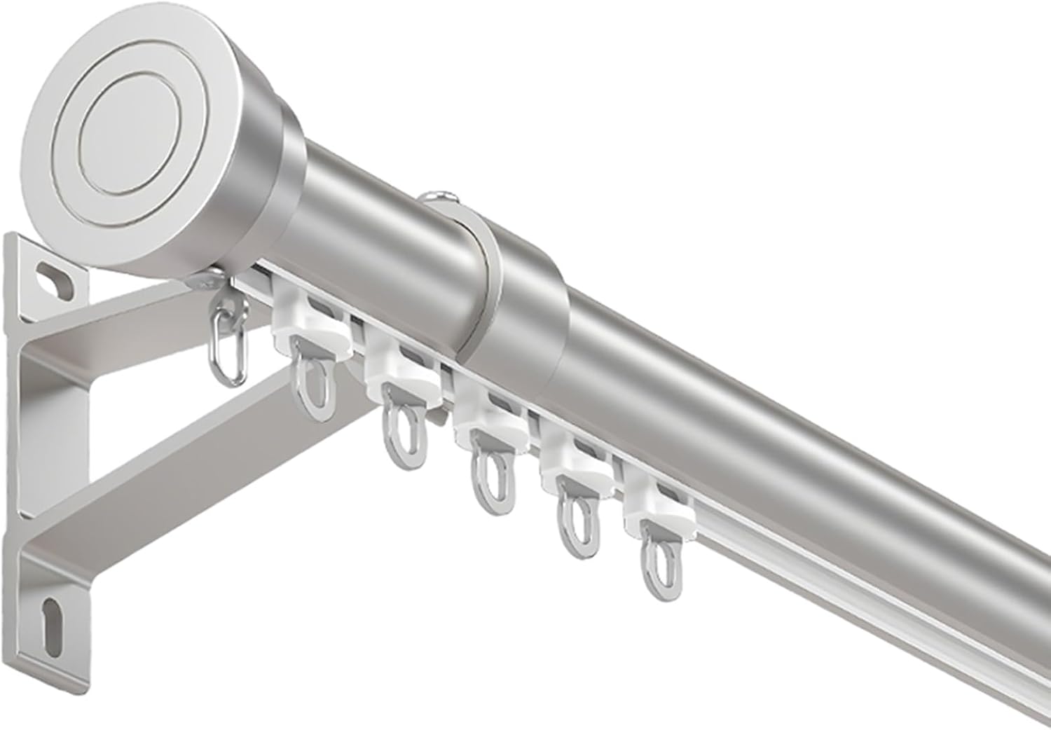 Curtain Rod Set, Heavy Duty Sliding Curtain Track for Windows, Living Room, Bathroom, Wall Mount Curtain Rail with Track, Roller, Installation Hardware, and End Cap(Gray,600cm/19.7FT)