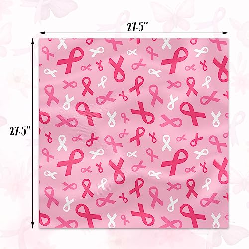 Percozzi Pink Ribbon Square Scarves 3PCS Breast Cancer Awareness Silky-Feeling Pink Cancer Ribbon Pattern Silk Lightweight Satin Hair Scarves for Women Men Handkerchief 27.5''3