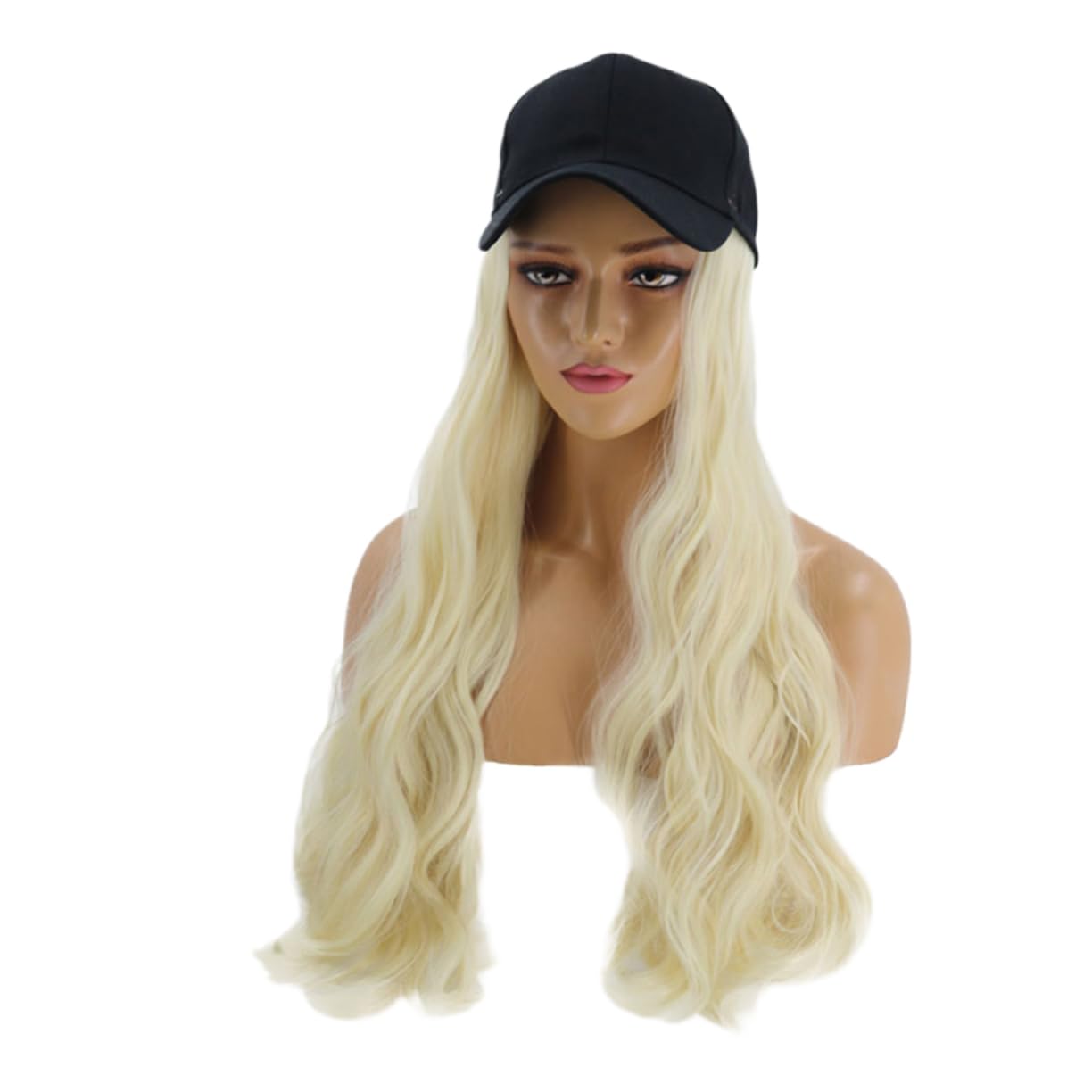 Didiseaon Wig Cap Natural Human Hair Look Easy Wash Long Curly Wig Hat Fashionable for Occasions
