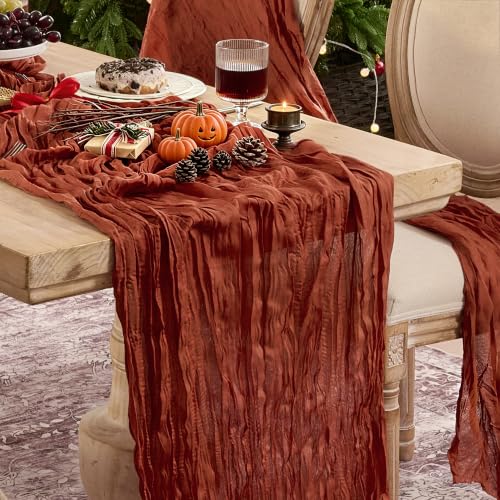 Playieer 6 Pack Terracotta Cheesecloth Table Runner Boho Gauze Fall Decor by Playieer - Used condition - US$24.10
