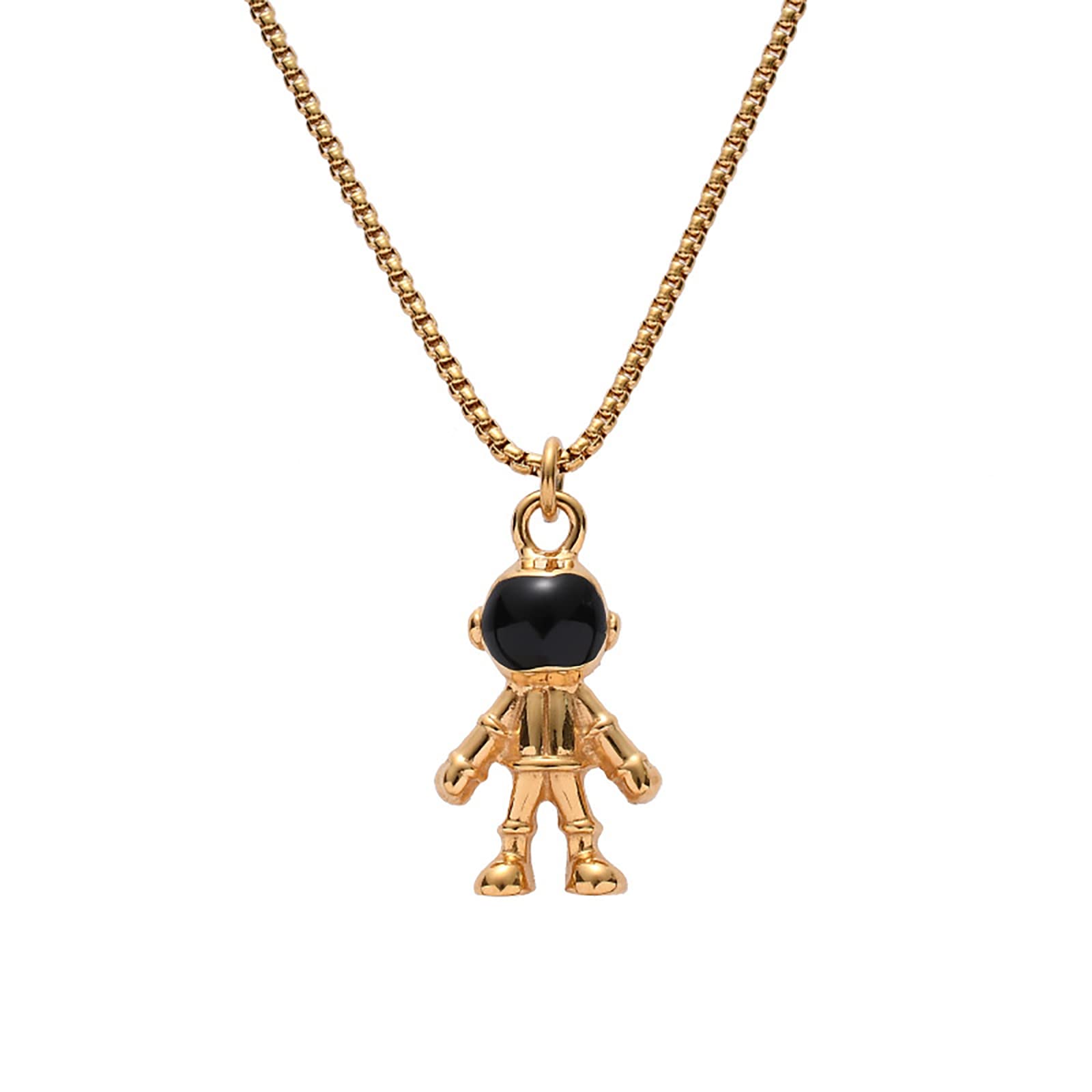 Stang Gold Personality Hip Hop Necklace Fashion Cross Spaceman Astronaut Necklace Pendant Trend Personality Sweater Chain Gift