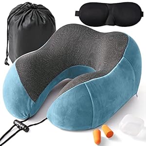 Lakoor Travel Pillow for Neck, Memory Foam Neck Pillow for Travel, Travel Neck Rest Cushion, Head, Neck & Chin Support…