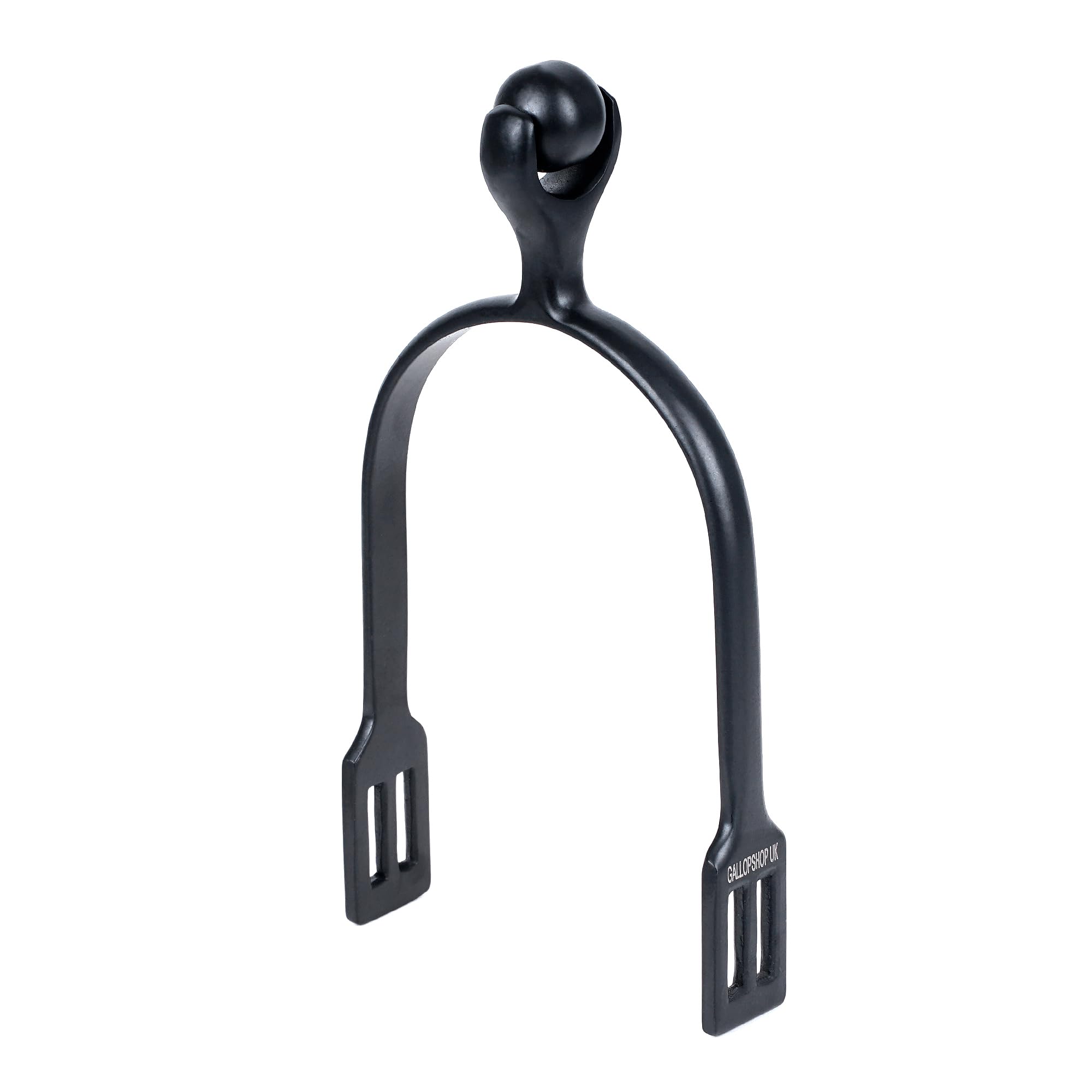 Gallop Shop Steel Roller Ball / Horse Riding Spurs / Spurs with Free Straps (Jett Black)