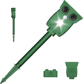 Solar Bird Deterrentt, Owl Shaped Ultrasonic Bird Repeller