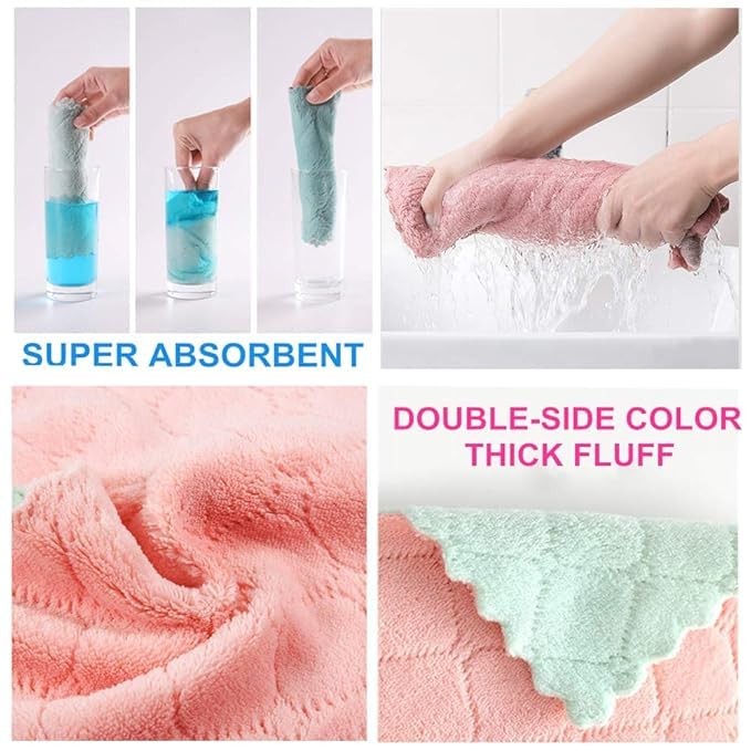 Image of AIDEA Microfiber Cleaning Cloth - 12PK, Super Absorbent Coral Fleece Cleaning Cloths, No Odor Reusable Dish Cloth, All Purpose Premium Microfiber Cleaning Cloths, Washable Fast Drying 6.3 inch x10.4 inch